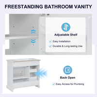 VanityFus 36-in White Bathroom Vanity Single Sink Combo Ceramic Top 1 Soft Close Door 4 drawers Adjustable Shelves