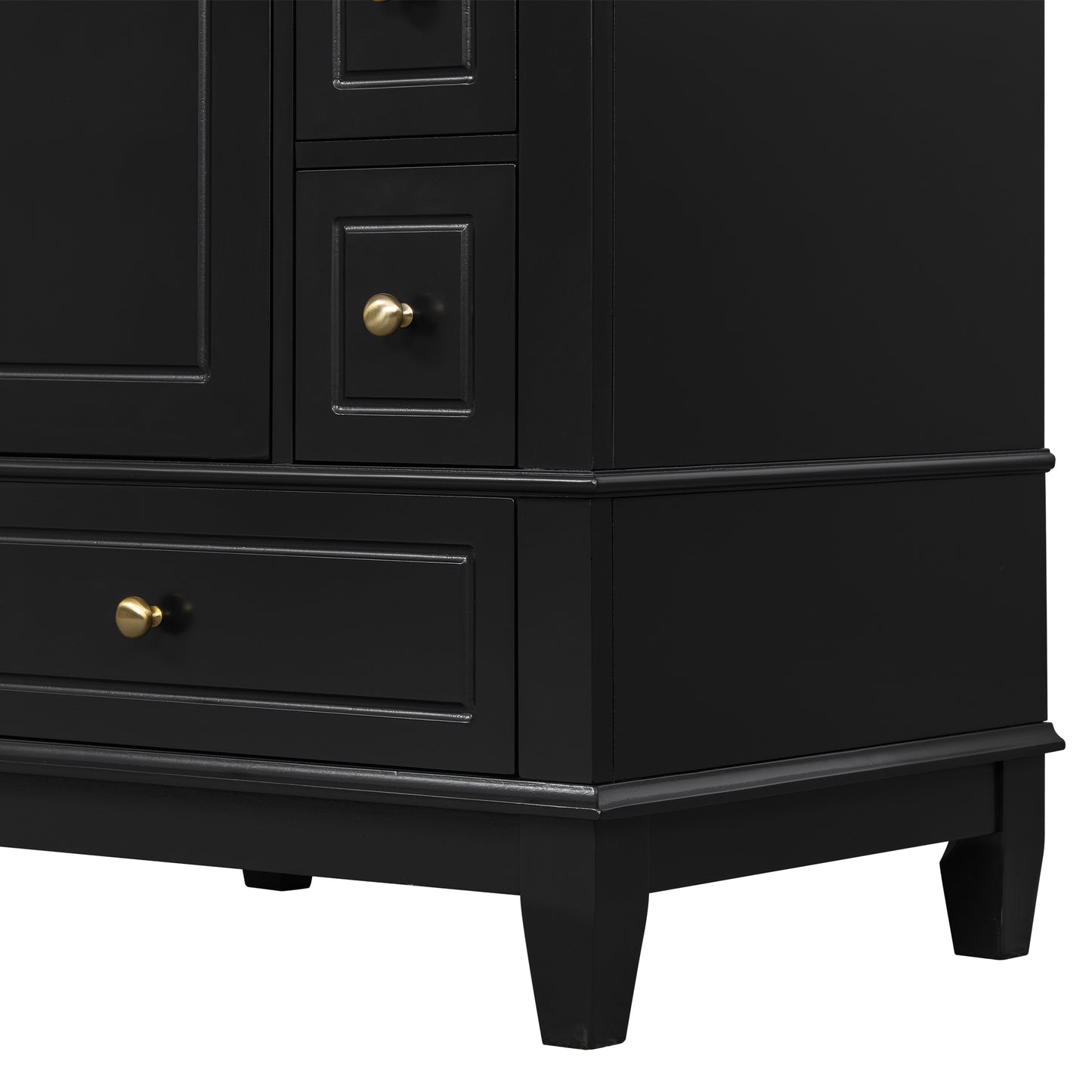 VanityFus 24-in Black Bathroom Vanity Single Sink Combo Ceramic Top 1 Soft Close Door 3 drawers Undermount