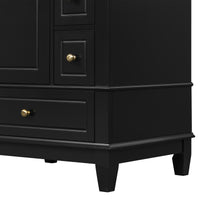 VanityFus 24-in Black Bathroom Vanity Single Sink Combo Ceramic Top 1 Soft Close Door 3 drawers Undermount