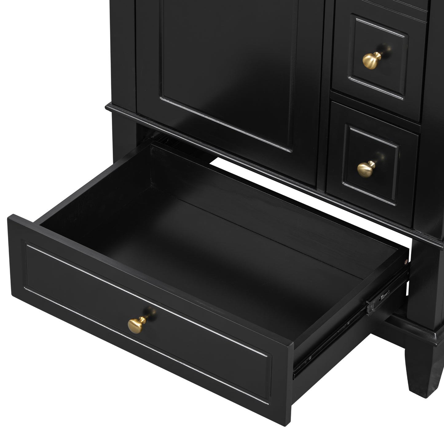 VanityFus 24-in Black Bathroom Vanity Single Sink Combo Ceramic Top 1 Soft Close Door 3 drawers Undermount