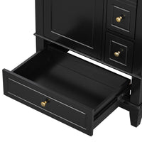 VanityFus 24-in Black Bathroom Vanity Single Sink Combo Ceramic Top 1 Soft Close Door 3 drawers Undermount