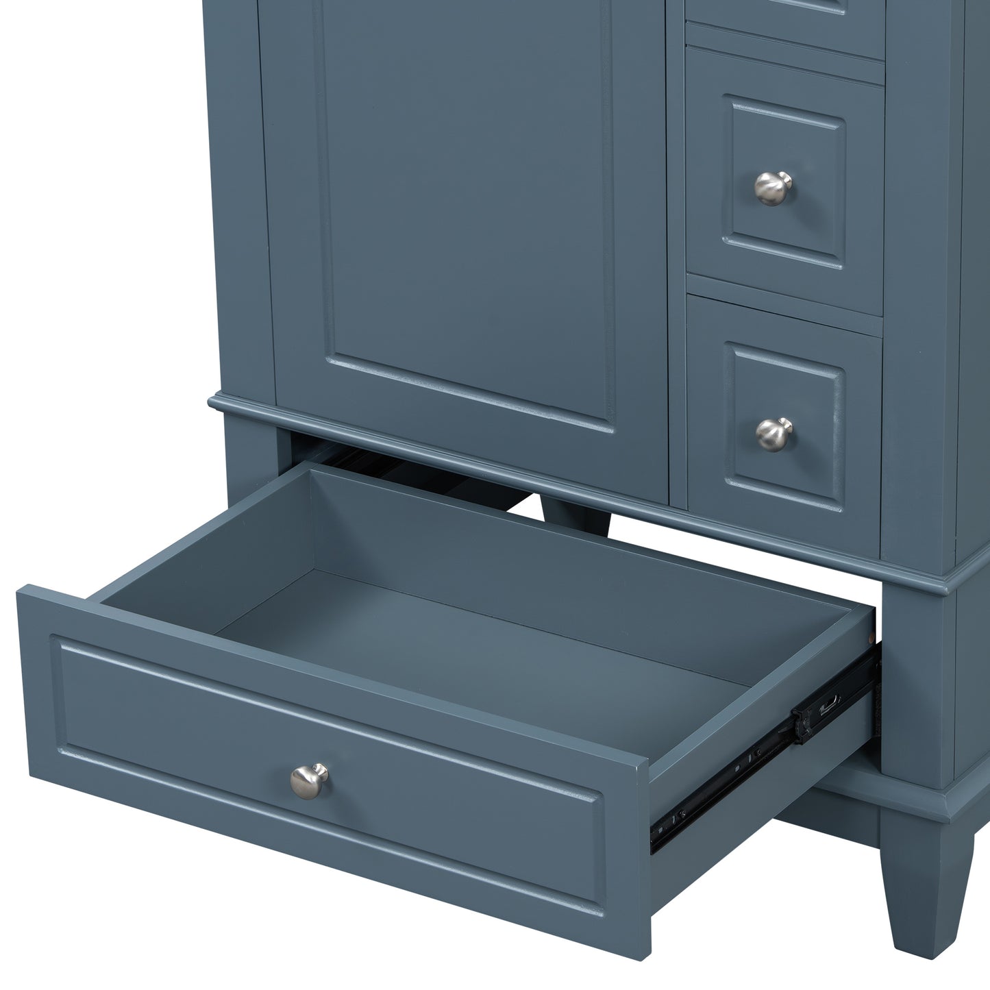 VanityFus 24-in Blue Grey Bathroom Vanity Single Sink Combo Ceramic Top 1 Soft Close Door 3 drawers Undermount