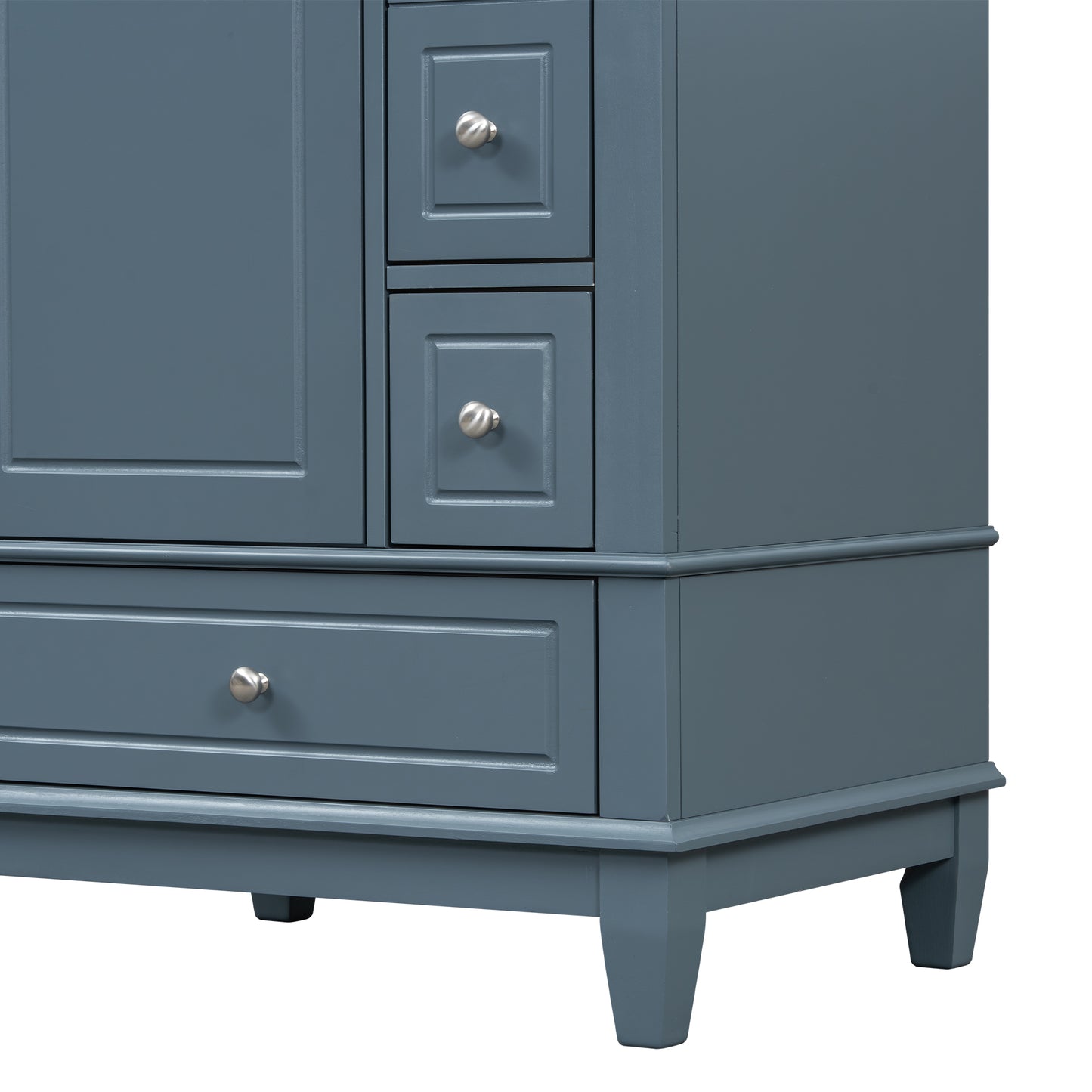 VanityFus 24-in Blue Grey Bathroom Vanity Single Sink Combo Ceramic Top 1 Soft Close Door 3 drawers Undermount