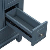 VanityFus 24-in Blue Grey Bathroom Vanity Single Sink Combo Ceramic Top 1 Soft Close Door 3 drawers Undermount