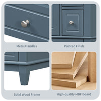 VanityFus 24-in Blue Grey Bathroom Vanity Single Sink Combo Ceramic Top 1 Soft Close Door 3 drawers Undermount