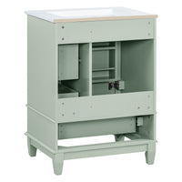 VanityFus 24-in Bathroom Vanity Green Single Sink Combo with Ceramic Top 1 Soft Close Door 3 Drawers