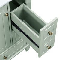 VanityFus 24-in Bathroom Vanity Green Single Sink Combo with Ceramic Top 1 Soft Close Door 3 Drawers