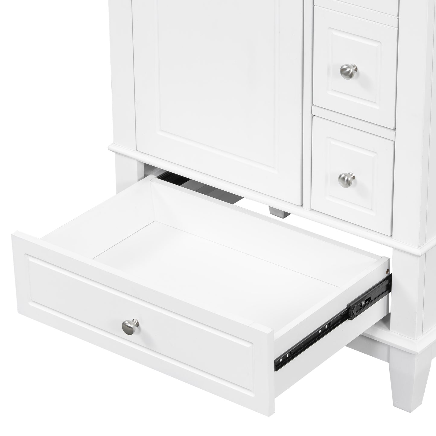 VanityFus 24-in White Bathroom Vanity Single Sink Combo Ceramic Top 1 Soft Close Door 3 drawers Undermount