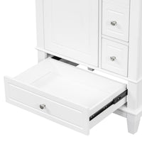 VanityFus 24-in White Bathroom Vanity Single Sink Combo Ceramic Top 1 Soft Close Door 3 drawers Undermount