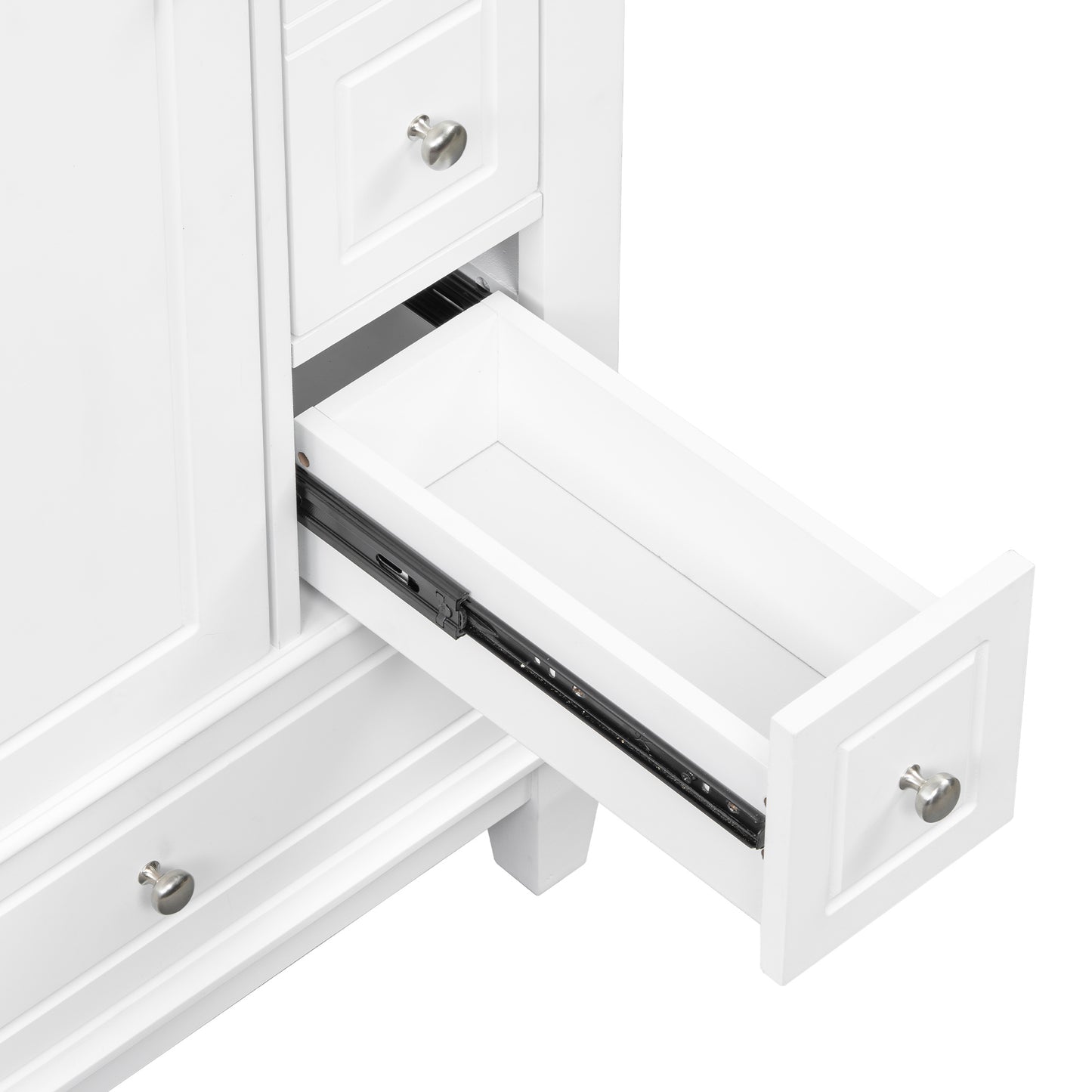 VanityFus 24-in White Bathroom Vanity Single Sink Combo Ceramic Top 1 Soft Close Door 3 drawers Undermount