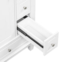 VanityFus 24-in White Bathroom Vanity Single Sink Combo Ceramic Top 1 Soft Close Door 3 drawers Undermount