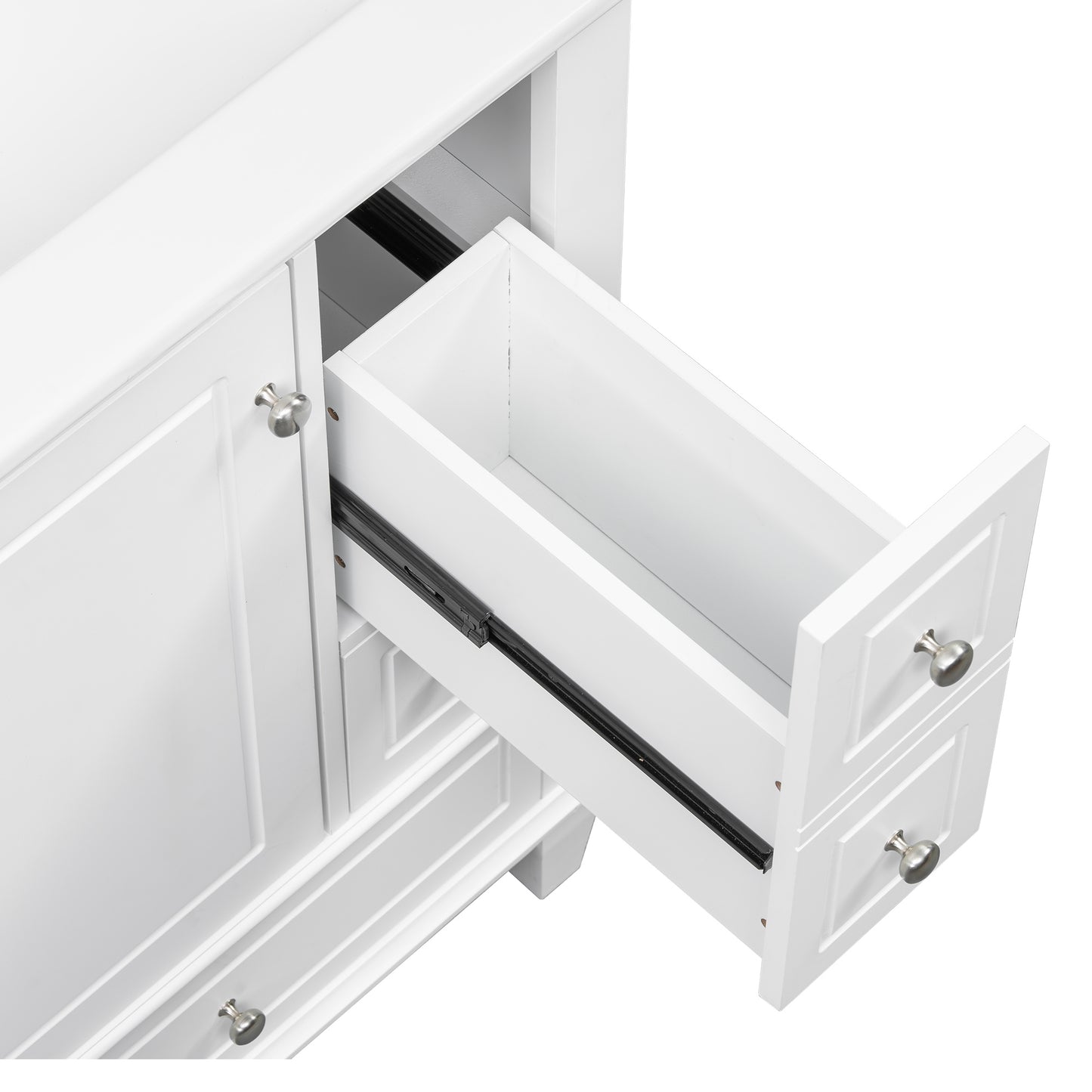 VanityFus 24-in White Bathroom Vanity Single Sink Combo Ceramic Top 1 Soft Close Door 3 drawers Undermount