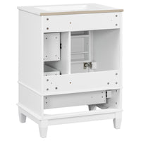 VanityFus 24-in White Bathroom Vanity Single Sink Combo Ceramic Top 1 Soft Close Door 3 drawers Undermount