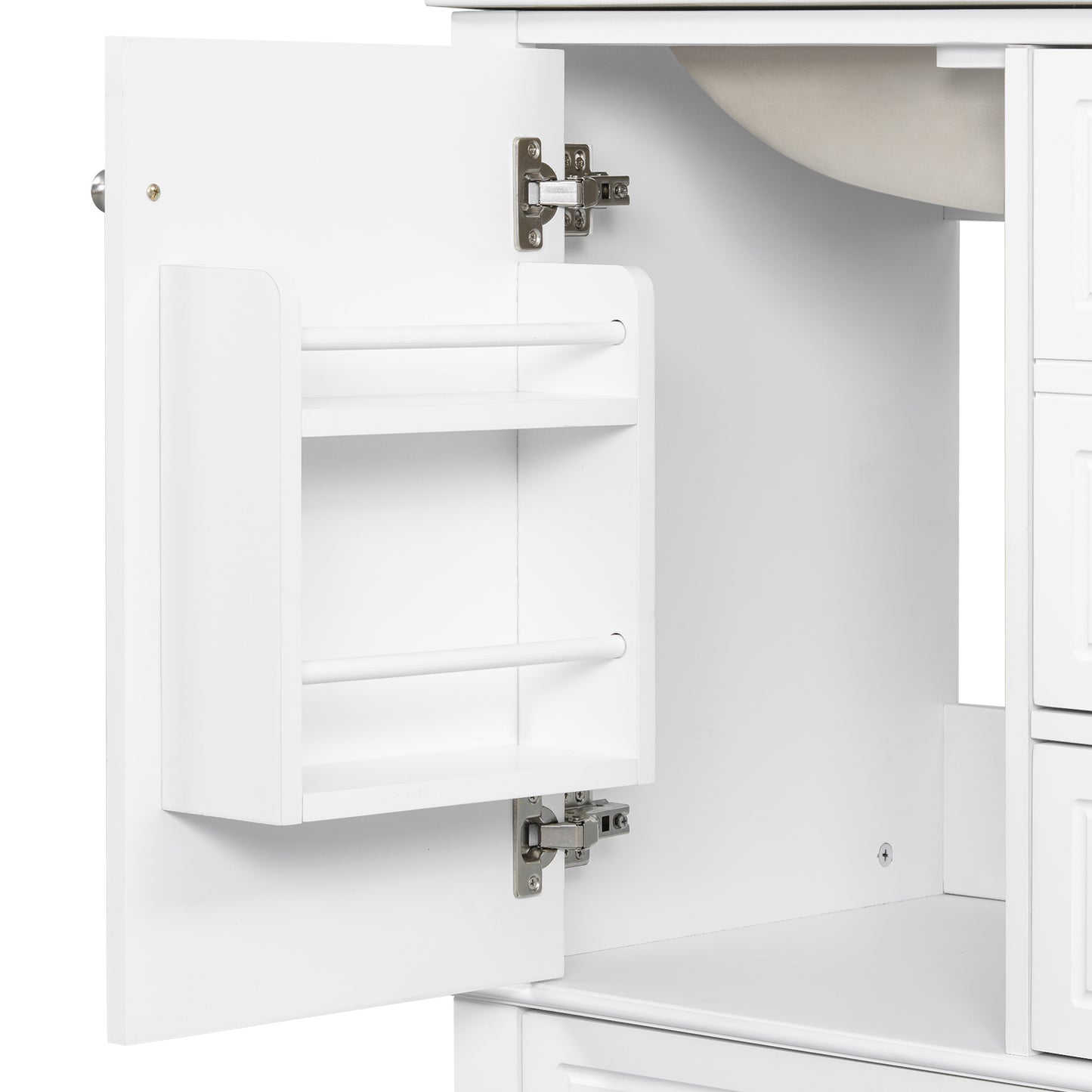 VanityFus 24-in White Bathroom Vanity Single Sink Combo Ceramic Top 1 Soft Close Door 3 drawers Undermount