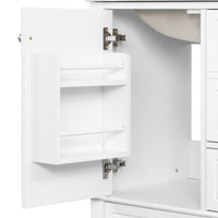 VanityFus 24-in White Bathroom Vanity Single Sink Combo Ceramic Top 1 Soft Close Door 3 drawers Undermount