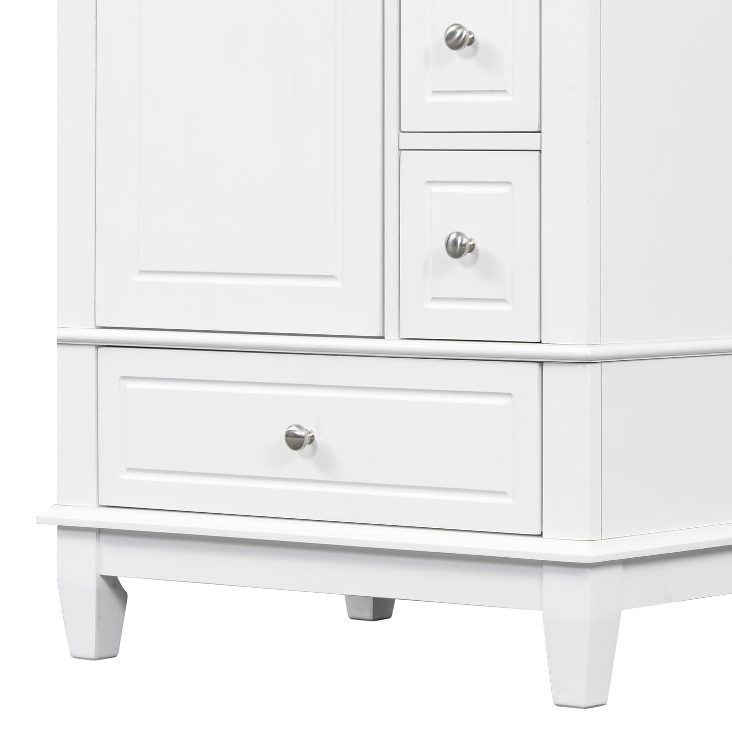 VanityFus 24-in White Bathroom Vanity Single Sink Combo Ceramic Top 1 Soft Close Door 3 drawers Undermount