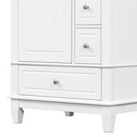 VanityFus 24-in White Bathroom Vanity Single Sink Combo Ceramic Top 1 Soft Close Door 3 drawers Undermount