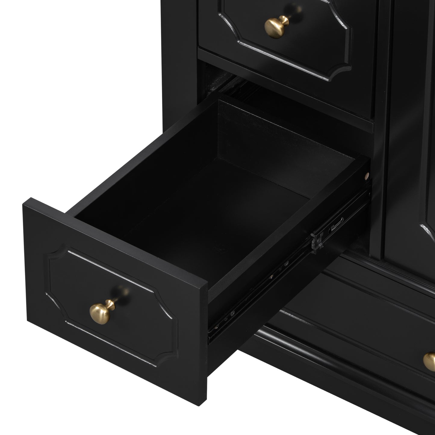 VanityFus 30-in Black Bathroom Vanity Single Sink Combo Ceramic Top 1 Soft Close Door 3 drawers Undermount