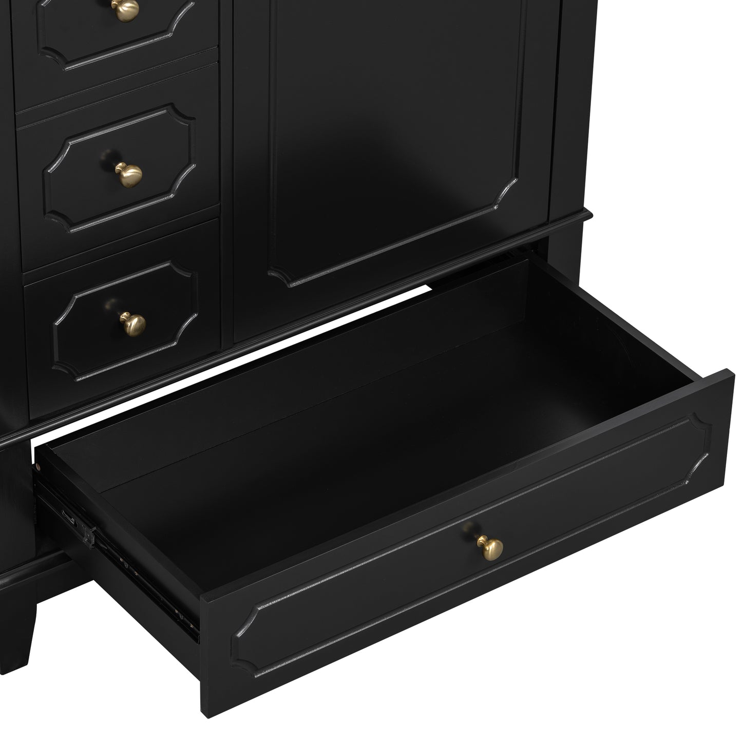 VanityFus 30-in Black Bathroom Vanity Single Sink Combo Ceramic Top 1 Soft Close Door 3 drawers Undermount