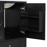 VanityFus 30-in Black Bathroom Vanity Single Sink Combo Ceramic Top 1 Soft Close Door 3 drawers Undermount