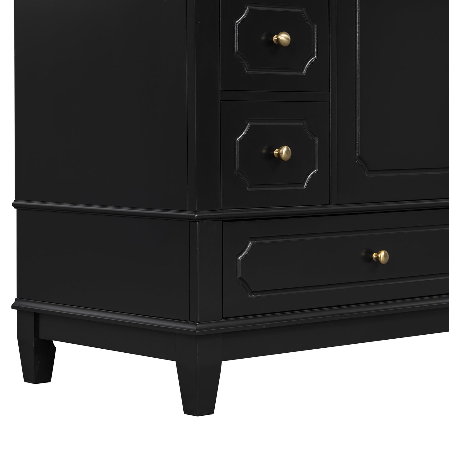 VanityFus 30-in Black Bathroom Vanity Single Sink Combo Ceramic Top 1 Soft Close Door 3 drawers Undermount
