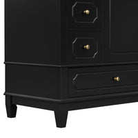 VanityFus 30-in Black Bathroom Vanity Single Sink Combo Ceramic Top 1 Soft Close Door 3 drawers Undermount