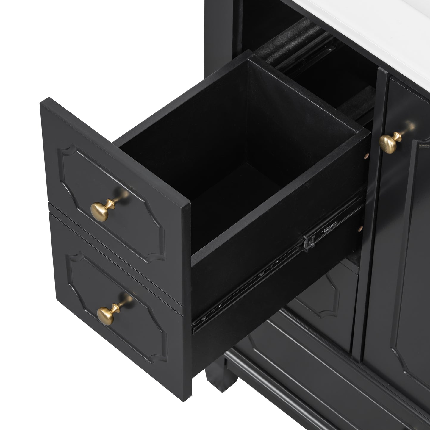 VanityFus 30-in Black Bathroom Vanity Single Sink Combo Ceramic Top 1 Soft Close Door 3 drawers Undermount
