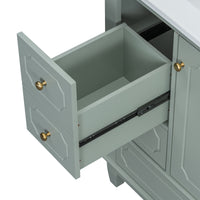 VanityFus 30-in Green Bathroom Vanity Single Sink Combo Ceramic Top 1 Soft Close Door 3 drawers Undermount