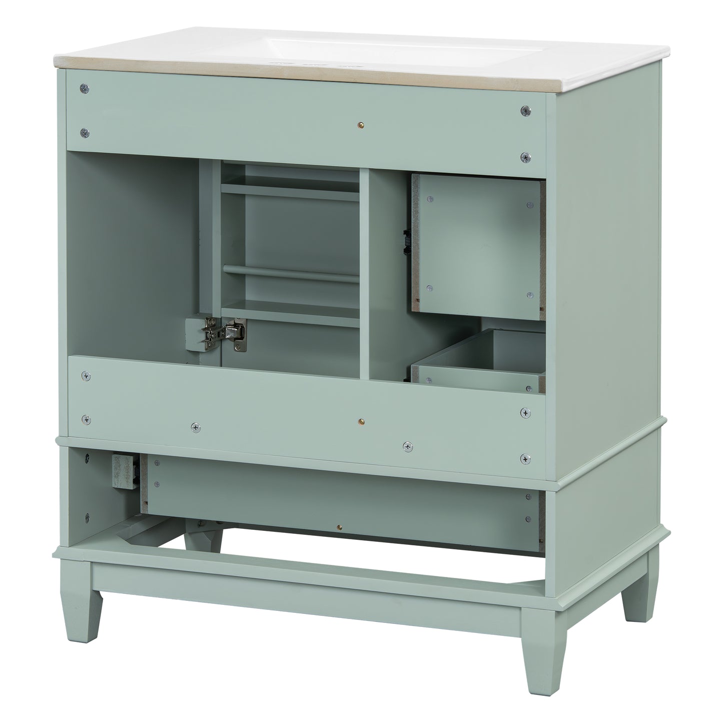 VanityFus 30-in Green Bathroom Vanity Single Sink Combo Ceramic Top 1 Soft Close Door 3 drawers Undermount