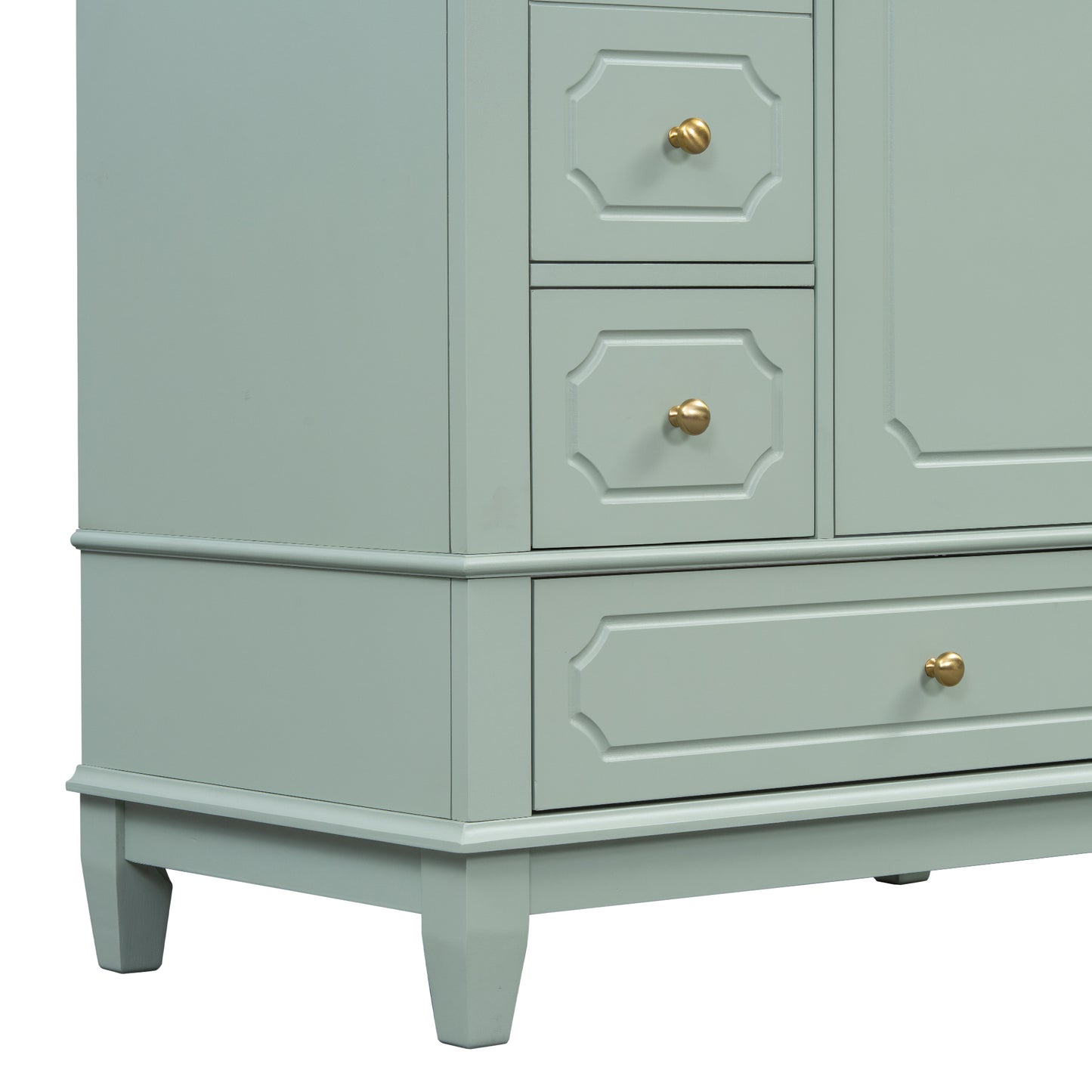 VanityFus 30-in Green Bathroom Vanity Single Sink Combo Ceramic Top 1 Soft Close Door 3 drawers Undermount