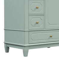 VanityFus 30-in Green Bathroom Vanity Single Sink Combo Ceramic Top 1 Soft Close Door 3 drawers Undermount
