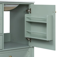 VanityFus 30-in Green Bathroom Vanity Single Sink Combo Ceramic Top 1 Soft Close Door 3 drawers Undermount