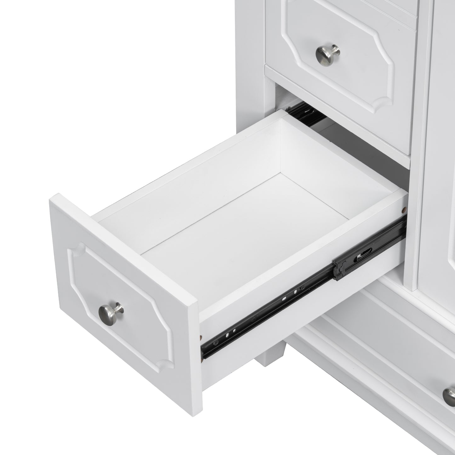 VanityFus 30-in White Bathroom Vanity Single Sink Combo Ceramic Top 1 Soft Close Door 3 drawers Undermount
