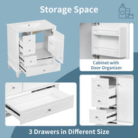 VanityFus 30-in White Bathroom Vanity Single Sink Combo Ceramic Top 1 Soft Close Door 3 drawers Undermount