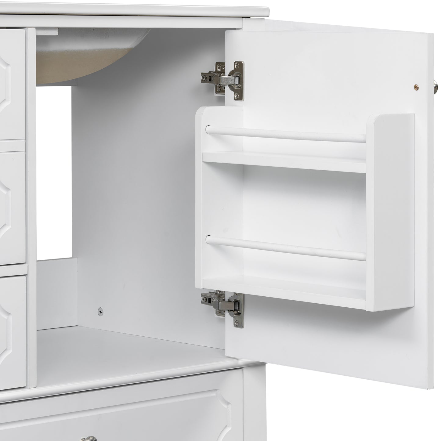 VanityFus 30-in White Bathroom Vanity Single Sink Combo Ceramic Top 1 Soft Close Door 3 drawers Undermount