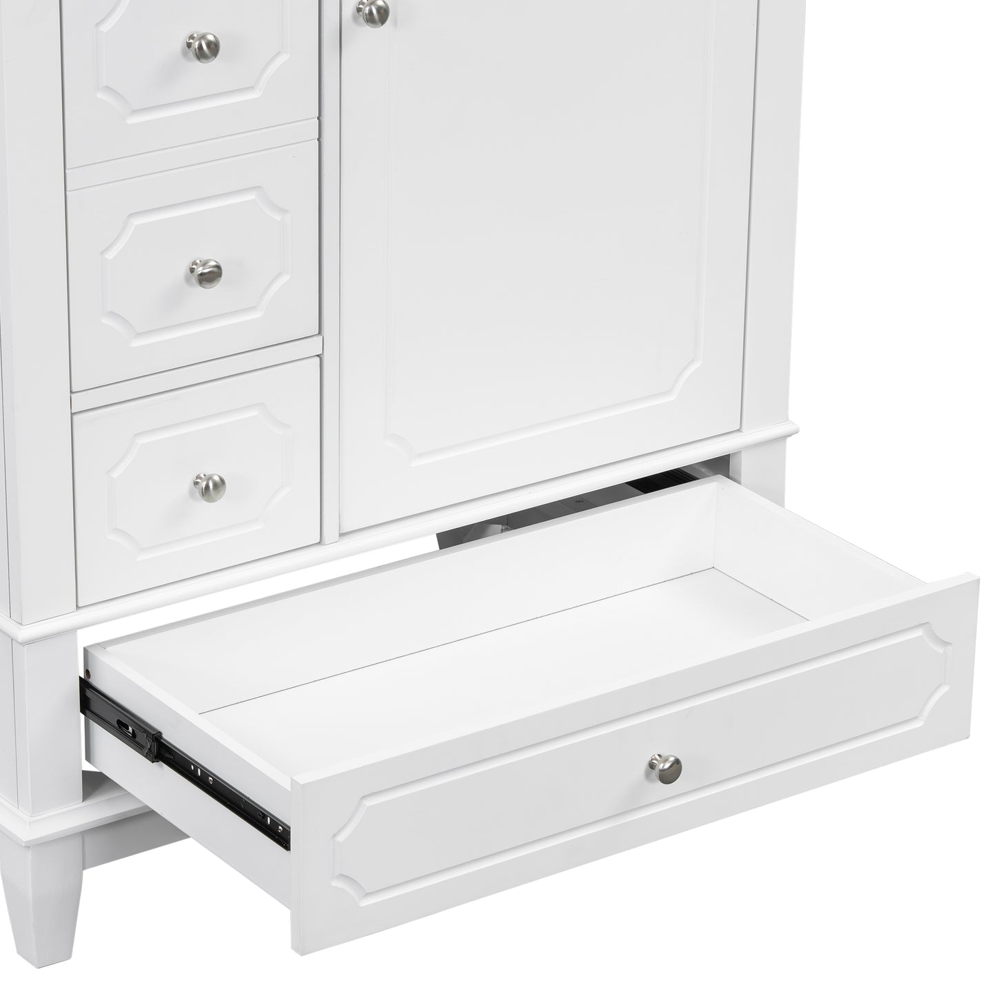VanityFus 30-in White Bathroom Vanity Single Sink Combo Ceramic Top 1 Soft Close Door 3 drawers Undermount