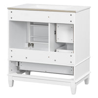 VanityFus 30-in White Bathroom Vanity Single Sink Combo Ceramic Top 1 Soft Close Door 3 drawers Undermount
