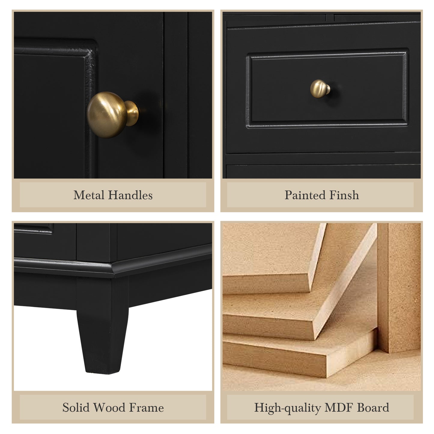 VanityFus 36-in Black Bathroom Vanity Single Sink Combo Ceramic Top 1 Soft Close Door 3 drawers Undermount