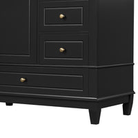 VanityFus 36-in Black Bathroom Vanity Single Sink Combo Ceramic Top 1 Soft Close Door 3 drawers Undermount