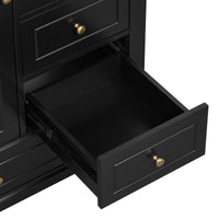 VanityFus 36-in Black Bathroom Vanity Single Sink Combo Ceramic Top 1 Soft Close Door 3 drawers Undermount