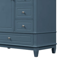 VanityFus 36-in Bathroom Vanity Blue Grey Single Sink Combo with Ceramic Top 1 Soft Close Door 3 Drawers