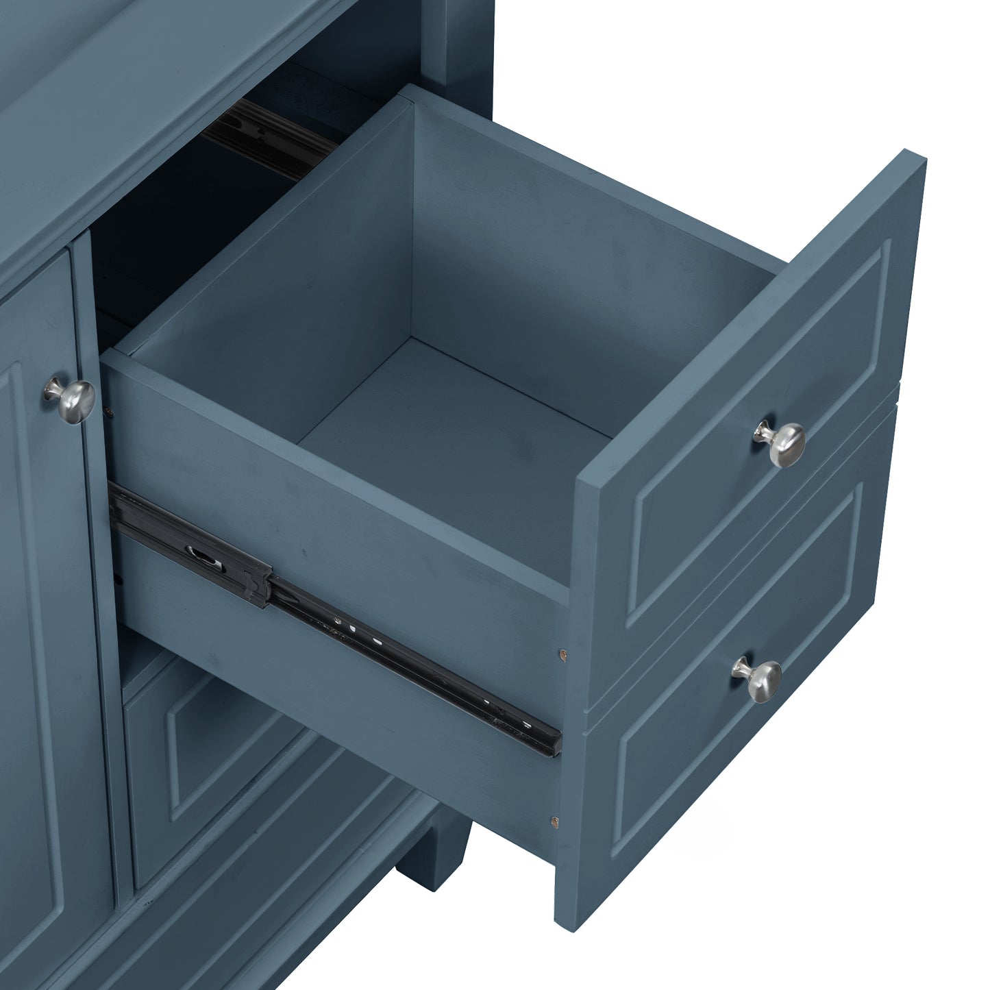 VanityFus 36-in Bathroom Vanity Blue Grey Single Sink Combo with Ceramic Top 1 Soft Close Door 3 Drawers