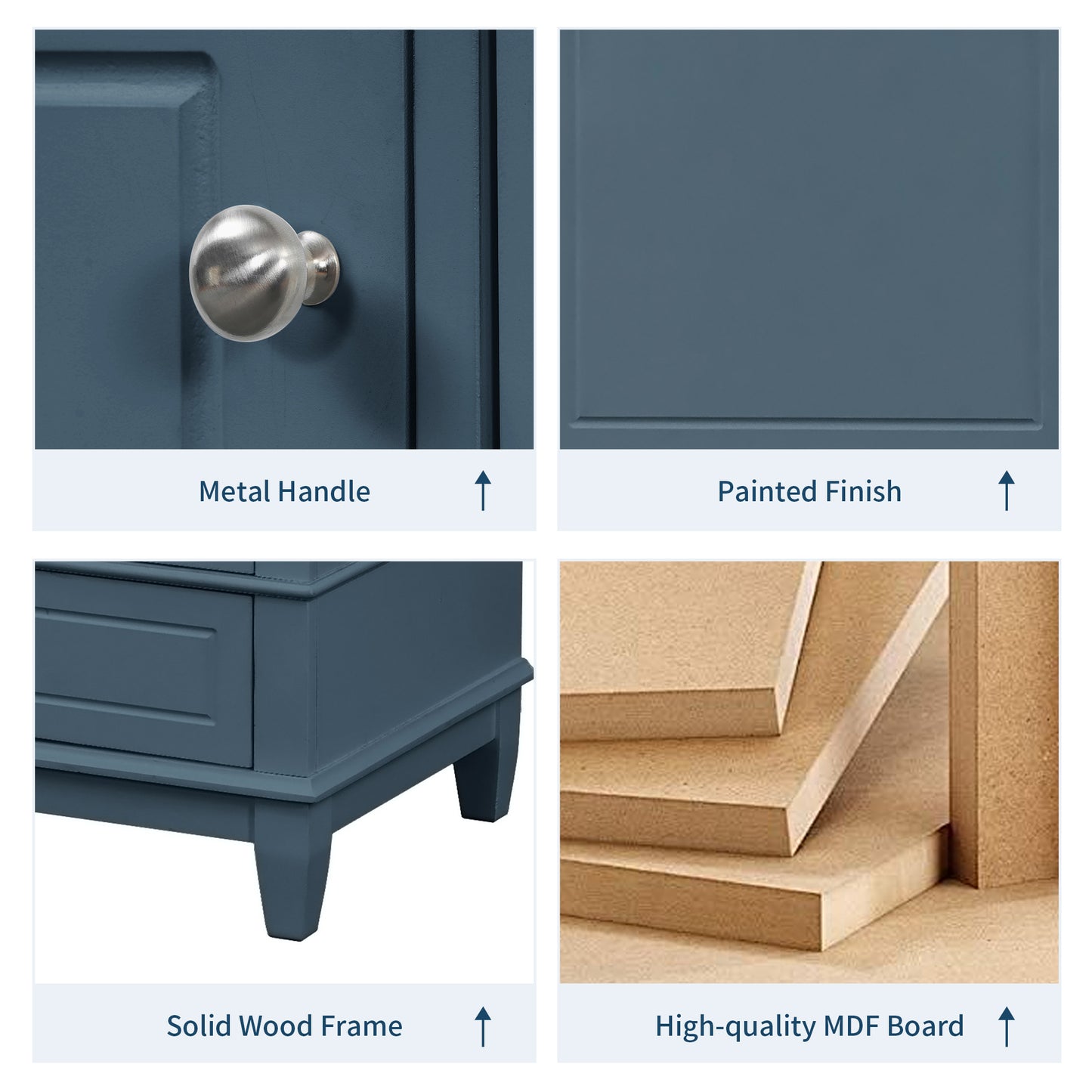 VanityFus 36-in Bathroom Vanity Blue Grey Single Sink Combo with Ceramic Top 1 Soft Close Door 3 Drawers