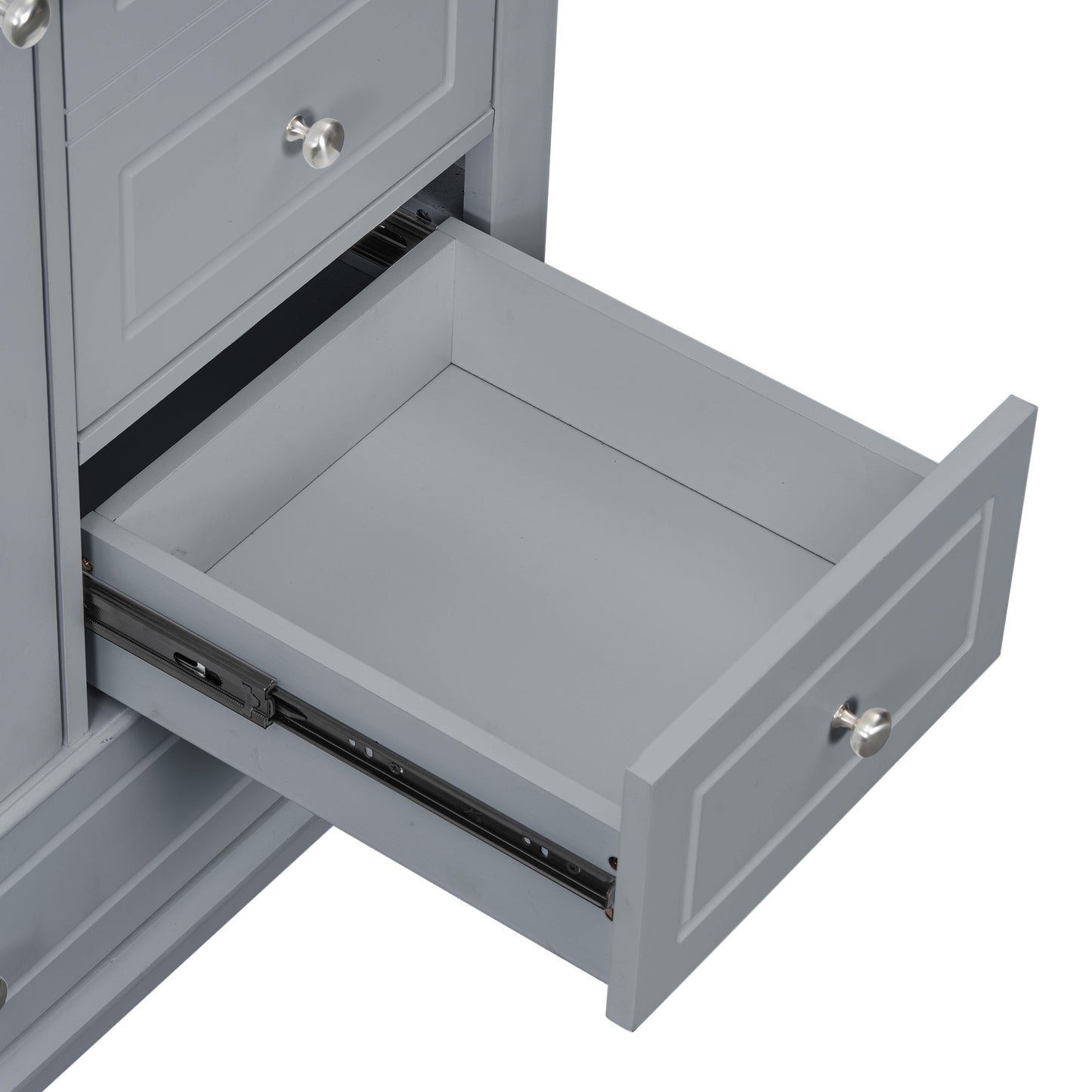 VanityFus 36-in Gray Bathroom Vanity Single Sink Combo Ceramic Top 1 Soft Close Door 3 drawers Undermount