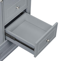 VanityFus 36-in Gray Bathroom Vanity Single Sink Combo Ceramic Top 1 Soft Close Door 3 drawers Undermount
