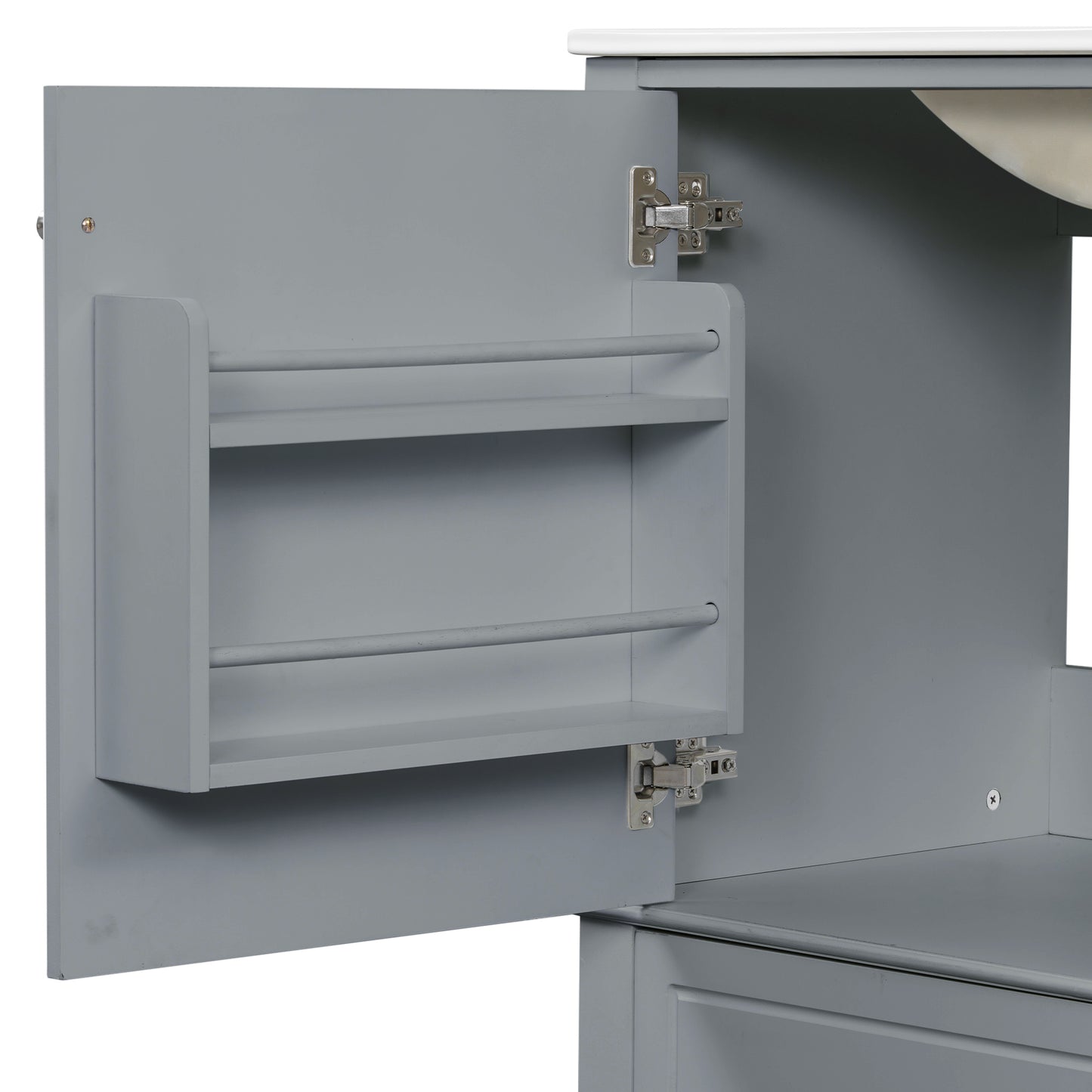 VanityFus 36-in Gray Bathroom Vanity Single Sink Combo Ceramic Top 1 Soft Close Door 3 drawers Undermount