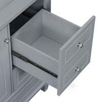 VanityFus 36-in Gray Bathroom Vanity Single Sink Combo Ceramic Top 1 Soft Close Door 3 drawers Undermount