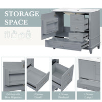 VanityFus 36-in Gray Bathroom Vanity Single Sink Combo Ceramic Top 1 Soft Close Door 3 drawers Undermount