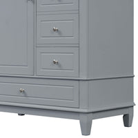 VanityFus 36-in Gray Bathroom Vanity Single Sink Combo Ceramic Top 1 Soft Close Door 3 drawers Undermount