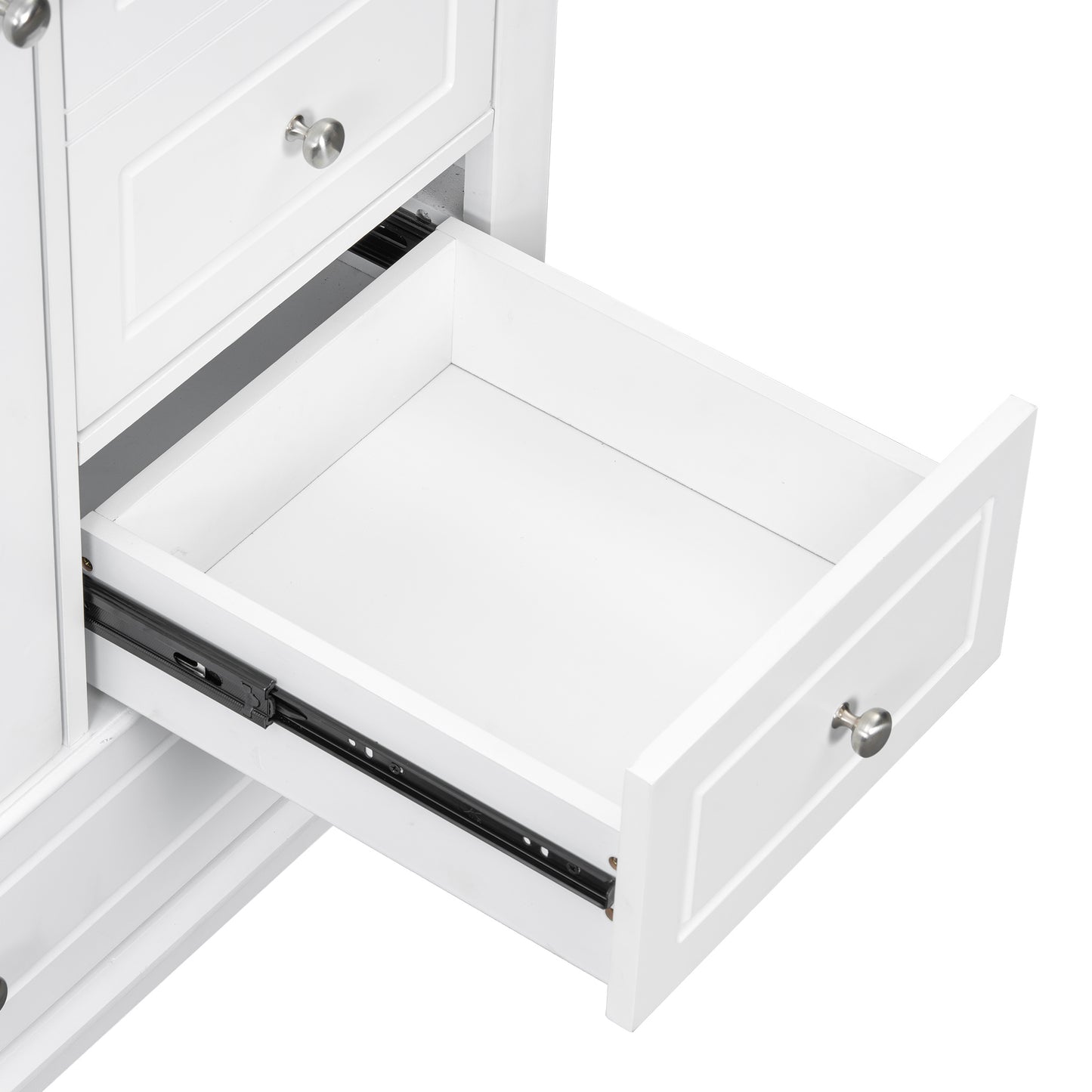 VanityFus 36-in White Bathroom Vanity Single Sink Combo Ceramic Top 1 Soft Close Door 3 drawers Undermount